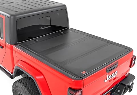 Rough Country flush-mount tri-fold hard tonneau cover with low-profile aluminum panels