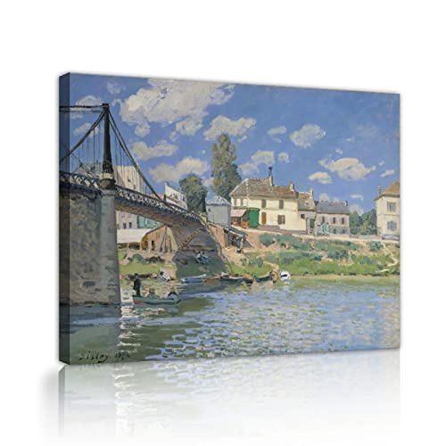 Art mural pour salon impression sur toile Sisley, tableau célèbre Pont à Villeneuve-La-Garenne