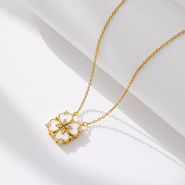 Dainty Gold Necklace for Women, Dainty Heart Clover Pendant Jewelry, 18K Plated Stainless Steel, Elegant Gold Jewelry for Women with Crystal Accents, Versatile Heart Necklace, Gift for Her - Image 11