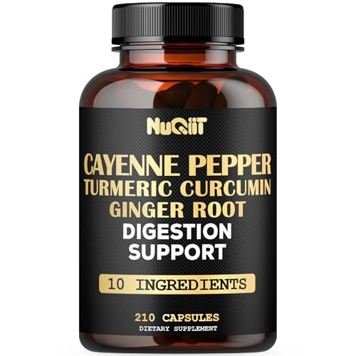 Cayenne Pepper Supplement with Turmeric Curcumin Root, Ginger Root, Ceylon Cinnamon Bark & More - 210 Capsules