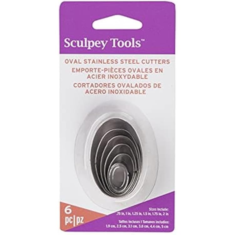 Sculpey Tools الفولاذ المقاوم للصدأ 6 قطع مجموعة قطع بيضاوية