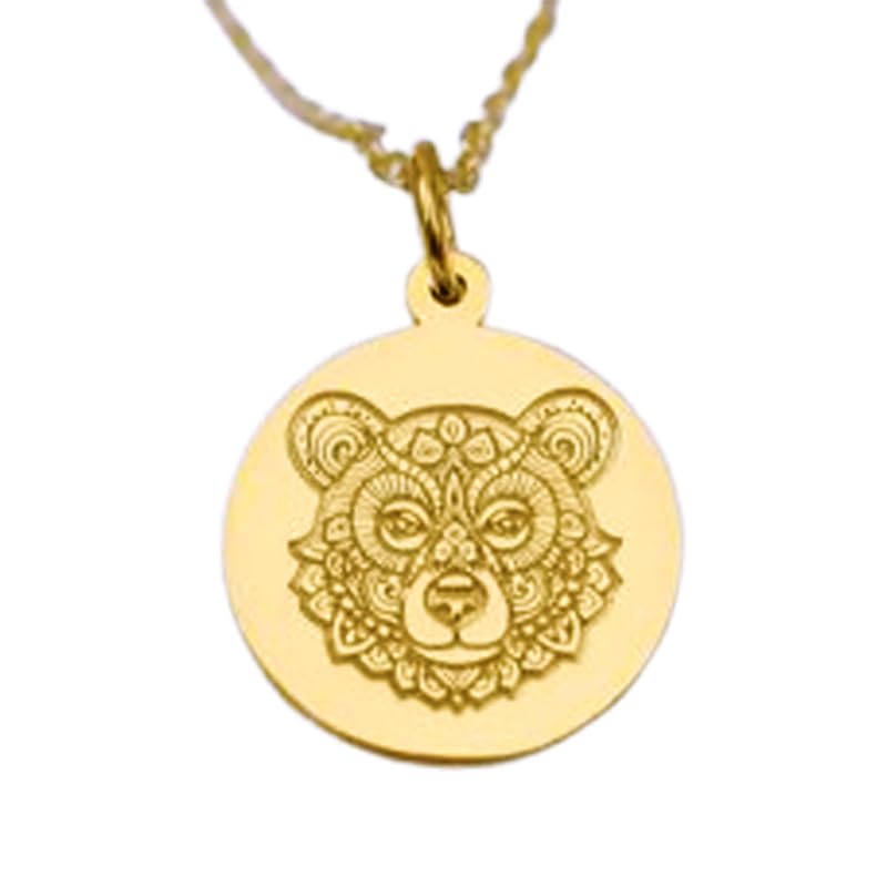 Pendentif tête d'ours gravée en argent 925, le bijou durable qui ne verdit pas
