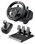 NBCP Gaming Steering Wheel with Pedals and Shifter, 900°/ 1080° Racing Wheel, Hall Effect Pedals, Vibration Feedback, Paddle Shifters, PC Steering Wheel for Xbox One, Xbox Series X/S, PS3,PC,Switch