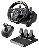NBCP Gaming Steering Wheel with Pedals and Shifter, 900°/ 1080° Racing Wheel, Hall Effect Pedals, Vibration Feedback, Paddle Shifters, PC Steering Wheel for PS4, Xbox One, Xbox Series X|S, PS3, Switch - Image 1