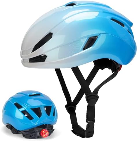 Zamufo Fahrradhelm Damen Herren mit Licht, Fahrradhelm Erwachsene 56-60CM | Ultraleichter Radhelm, Rennradhelm, Cityhelm Urban Verstellbarer Fahrradhelm, LED Rucklicht, mit 14 Belü