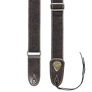 Sangle de guitare réglable 1,5 m en cuir et coton pour acoustique/électrique/basse noir - Les Beatles, Paul McCartney, John Lennon, RIngo Starr, George Harrison
