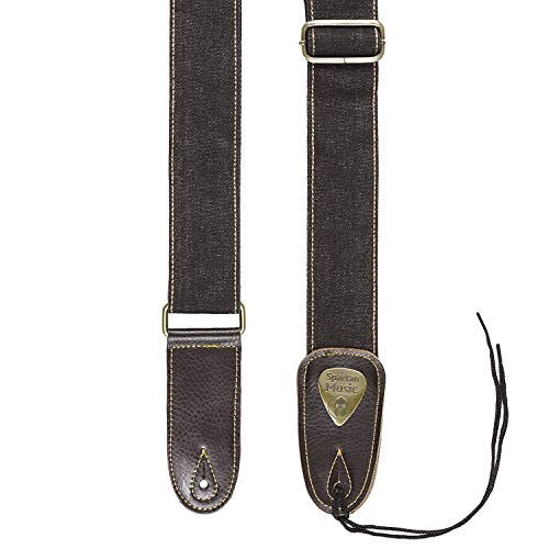 Sangle de guitare réglable 1,5 m en cuir et coton pour acoustique/électrique/basse noir - Les Beatles, Paul McCartney, John Lennon, RIngo Starr, George Harrison Sangle de guitare réglable 1,5 m en cuir et coton pour acoustique/électrique/basse noir