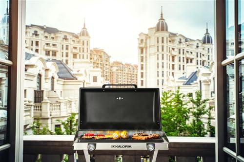 Kalorik TKG EBBQ 1002 L Elektrischer Edelstahl-Barbecue-Grill, Standgrill, XXL-Grillplatte, stufenlose Temperaturregelung, Thermometer, 2 Kochzonen, Silber/Schwarz, 2500 Watt – Bild 3
