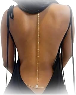 Sexy Rhinestone Back Chain Necklace for Backless Dress Bridal Wedding Rhinestone Backdrop Chain Jewelry Crystal Simple Waist Chain Jewelry for Women