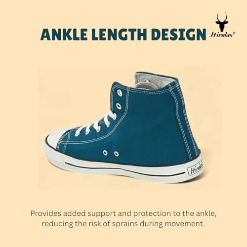 Image of Hirolas Men's Vulcanized Canvas Rubber Toe High Ankle Skateboard Sneakers Shoes.