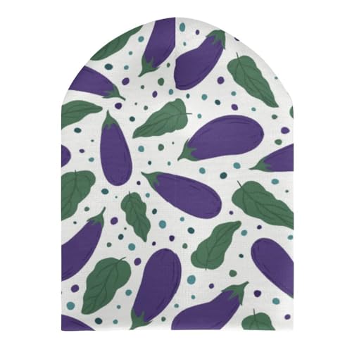 Vegetables Eggplant Pattern Kids Beanie Hat for for Girls Boys Children Cap Winter Knitted Chemo Cancer Headwear Accessories Gifts Decoration Black3