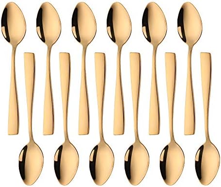 SUNSHENGEUR Coffee Spoons Set of 12, Mini Coffee Spoons, Stainless Steel Espresso Spoons, Small Spoons for Dessert, Tea, Appetizer, 4.3 inch-Autograph Pattern, Silver