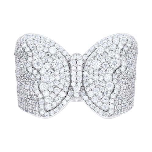 Sterling Silver Womens Cubic-Zirconia Butterfly Fashion Ring Size 12 – Elegant Jewelry Gift for Birthday, Anniversary, Engagement, Wedding