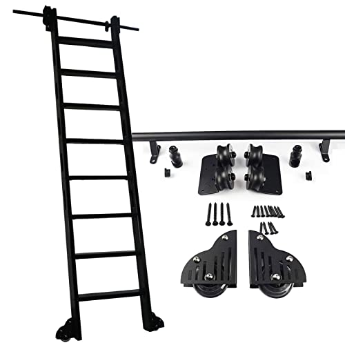 WL-ZZZ Rolling Library Ladder Hardware Kit Schieber Leiter Gleis Kit, 3,3 Fuß 20 Fuß Stahlrohr Röhrchen Mobile Leiterschiene (Keine Leiter) mit Bodenrolle, schwarz (Size : 500cm Gleisbausatz) Cover