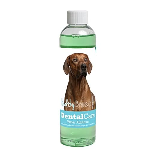 Healthy Breeds Dog Dental Care Water Additive for Rhodesian Ridgeback - Helps Freshen Breath, Reduce Plaque & Control Tartar - Mint Flavor - 8 oz