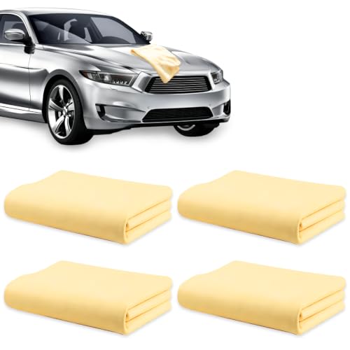 Image of FUSDNW 4PCS Chamois Leathers for Cars 43x32cm Absorbent Chamois Cloth