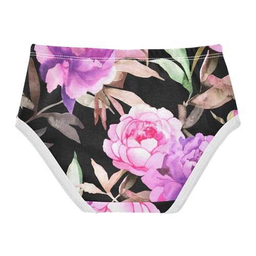 Personalized Toddlers Underwear Floral 2t Cotton Panties Little Girl Elegant Pink Purple Peonies Kids Undies Briefs2