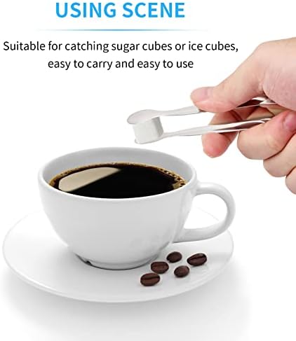 Zsanhua 6 Pack Stainless Steel Ice Tongs Mini Sugar Tongs Small Serving Tongs Multi-Purpose Appetizers Tongs Small Serving Tongs for Tea Party Coffee Bar Kitchen and Wedding