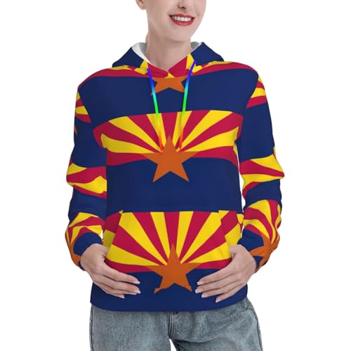 Sweat à capuche Arizona femme imprimé drapeau pull extensible poche kangourou