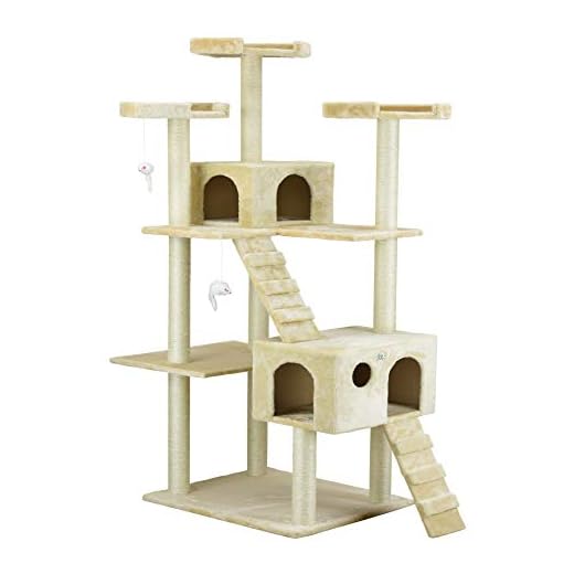 Go Pet Club Cat Tree, 50W x 26L x 72H, Beige