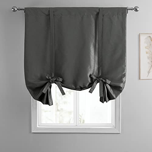 Hpd Half Price Drapes Faux Dupioni Silk Room Darkening Tie Up Curtains For Windows Roll Up Balloon Curtain For Living Room, Kitchen 46 X 63 (1 Panel), Pdch-Tu41-63, Arrowhead Grey #TOP2
