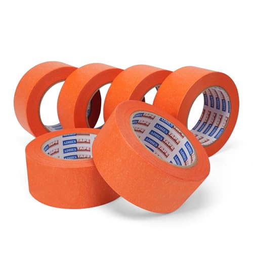 Image of Adhes Orange Masking Tape, 6 Rolls x 2'' x 55yds, Clean Removal Painter's Tape for Automotive, Home, Wall, and Trim Use