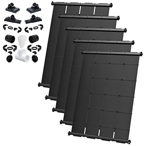 Industrial Grade Diy Solar Pool Heater Kit - Advanced High-Wind Mounting Security + Strapless & Freeze Resistant Design (5-4'X12.5' / 250 Square Feet) #TOP6