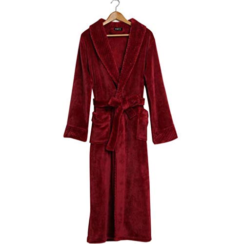 Elonglin Roupão de Banho Feminino Masculino Longo de Lã Pijama Quente Comprido para Casa Uso Diário