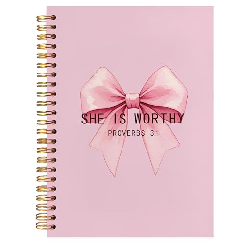 Journal de prière femme Proverbes 31, carnet chrétien et fournitures de bureau avec nœud rose