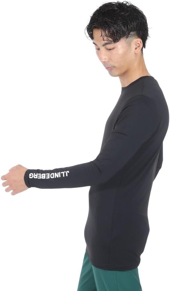J.Lindeberg 071-21313-019 Golf Wear, Water Absorbent, Quick Drying, Cool to Touch, Long Sleeve, High Neck, 071-21313-019 Black/L/Men's, Black