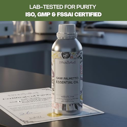 Image of VedaOils Saw Palmetto Essential Oil 100ml | 100% Pure, Natural & Undiluted Saw Palmetto Oil for Hair Growth, Scalp Care & Healthy Skin | Ideal for Aromatherapy, Diffusers & Skincare