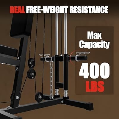 Home Gym Station, Multifunctional Home Gym Machine, All in One Workout Machine for Full Body Strength Training, LAT Pull Down, Chest Press, Leg Extension