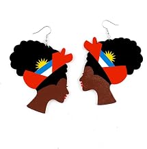 Caribbean Flag Drop Earrings for Black and Brown Skin Women | Afro Wood Dangle Earrings | Christmas Gift | Jamaica Barbados Antigua Grenada St Kitts Lucia Vincent Bahamas Guyana Trinidad Haiti USVI