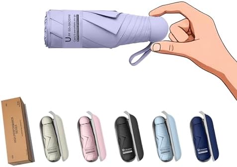 BAODINI Mini Travel Umbrella With Case Small Compact UV Umbrella Protection Sun Lightweight Tiny Pocket Umbrella - View 3