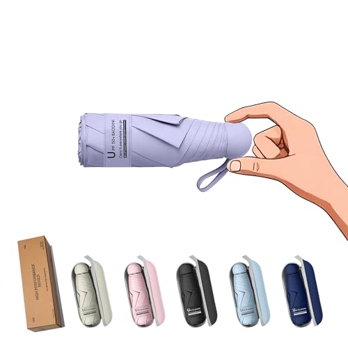 BAODINI Travel Essentials Mini Umbrella for Purse With Case Small Compact UV Sun Protection Lightweight Tiny Pocket Manual Open Close Umbrella for Women Kids and Men Fits Purse Backpack