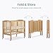 Dream On Me 2-in-1 Folding Portable Compact Mini Baby Crib in Natural, GreenGuard Gold & BSA, US Patented Flat Folding System, Locking Wheels, 1″ Mattress Pad, Space-Saving Quck Fold Easy Storage
