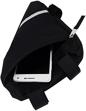 QitinDasen Bike Triangle Bag, Waterproof Bicycle Frame Bag, Bike Front Tube Triangle Bag, Double-Sided Reflective Decoration Makes Night Riding Safer (Black)