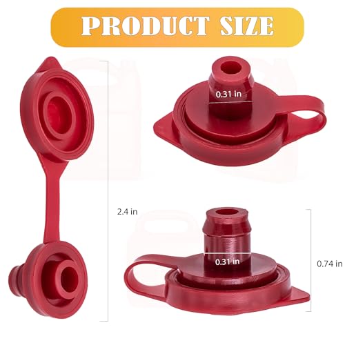 MEAJOO 10PCS Small Universal Can Vent Cap, Red Can Vent Cap Replacement Flexible Pour Nozzle Gasket Stopper Vent Cap Collar Caps, Compatible for Most of The Cans Old Style Water Gas Jug