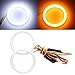 Qasim 1-Pair 90MM White+Amber Switchback 108SMD 4014 LED Halo Ring Angel Eyes Led Headlights 12V