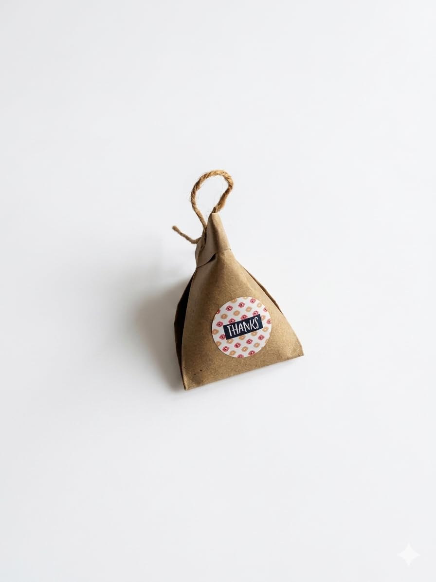 Tinda Kraft Paper Party Favor Boxes, Set of 25, 5 x 7 cm, Stickers,Jute twine