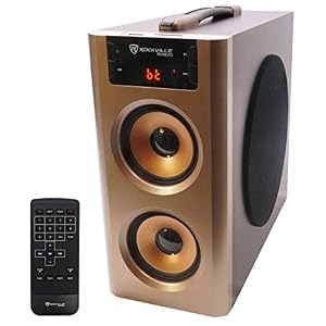Rockville RHB70 Home Theater Compact Powered Speaker System, Bluetooth/USB/SD/FM, 4″ Subwoofer, 2.1 Channel, 100W Peak, Cherry Wood Finish, for Home Entertainment