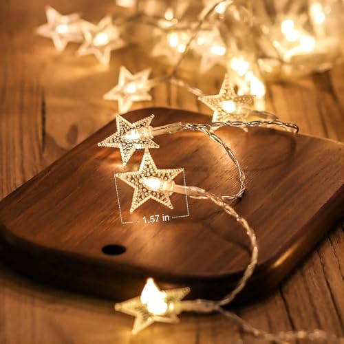 Cesof 001 Star String Lights, 20 Ft 40 Led Twinkle Lights Warm White Battery Operated Cute Hanging Star Fairy Light For Bedroom Room Car Camper Home Indoor Outdoor Xmas Decor Christmas Tree Decorations thumb #2