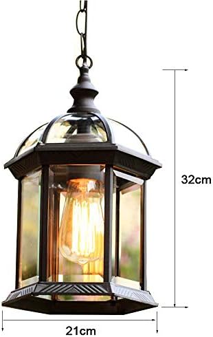 Vintage Pendant Lights Outdoor Waterproof Ceiling Lights Industrial Aluminum Glass Hanging Chandelier Lighting for Porch, Corridor, Villa, Yard, Indoor, E27, IP44 Waterproof Hanging Lantern Light(A)