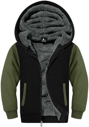 JACKETOWN Jungen Sweatjacke Gefüttert Kinder Hoodie Sweatshirt Kapuzenpullover Fleecejacke mit Kapuze Langarm Warme Winterjacke Classic Pullover mit Reißverschluss