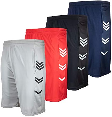 High Energy Long Basketball Shorts for Men, 4 Pack, Sports, Fitness, and Exercise, Athletic Performance, Pack 211, Large