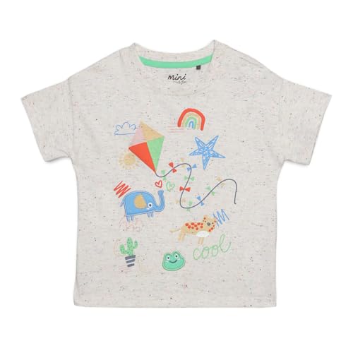 Image of MINI CUDDLES Baby Boys Graphic Printed T-Shirt, Grey (3-4Y)