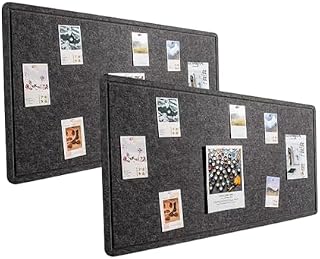 Whemyreat Pack of 2 Felt Notice Board Cork Board (80 x 120 cm), Thick Notice Pin Board with Self-Adhesive Back for Walls, Memo Board, DIY Decorative Black Notice Board with Self-Adhesive - 1