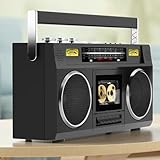 Tragbarer Kassettenspieler Boombox AM/FM/SW Radio, Bluetooth Ready, USB/SD/Aux-in, Kopfhöreranschluss, 4 Lautsprecher für Zuhause und Reisen