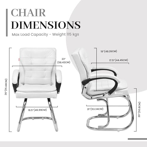 Image of GOYALSON Deluxe Cushioned Office Home Study Chair with Chrome Durable Frame and Cushioned seat Back (4, White, Double Pipe Chrome Steel Frame)