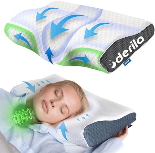 Derila Memory Foam Nackenkissen Kopfkissen, Seitenschläferkissen, Standard | 50 x 30 x 6/10 cm, atmungsaktiver Bezug, maschinenwaschbar, 1er Pack